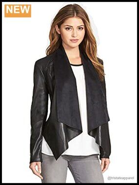 Women's Lambskin Leather Bomber Jacket Full Grain Moto Biker 3/4 Sleeve